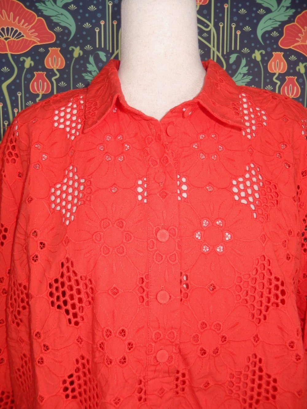 J. Crew Long Sleeve Popover Eyelet Shirt Top XXL New - Picture 7 of 9